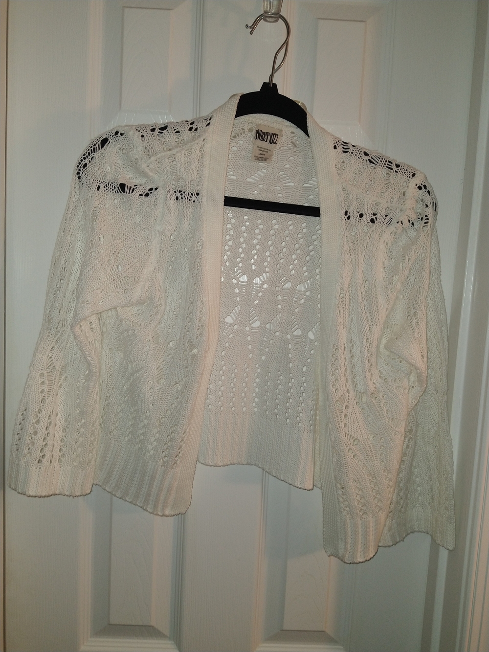 St. John Cream Openwork Knit Cardigan